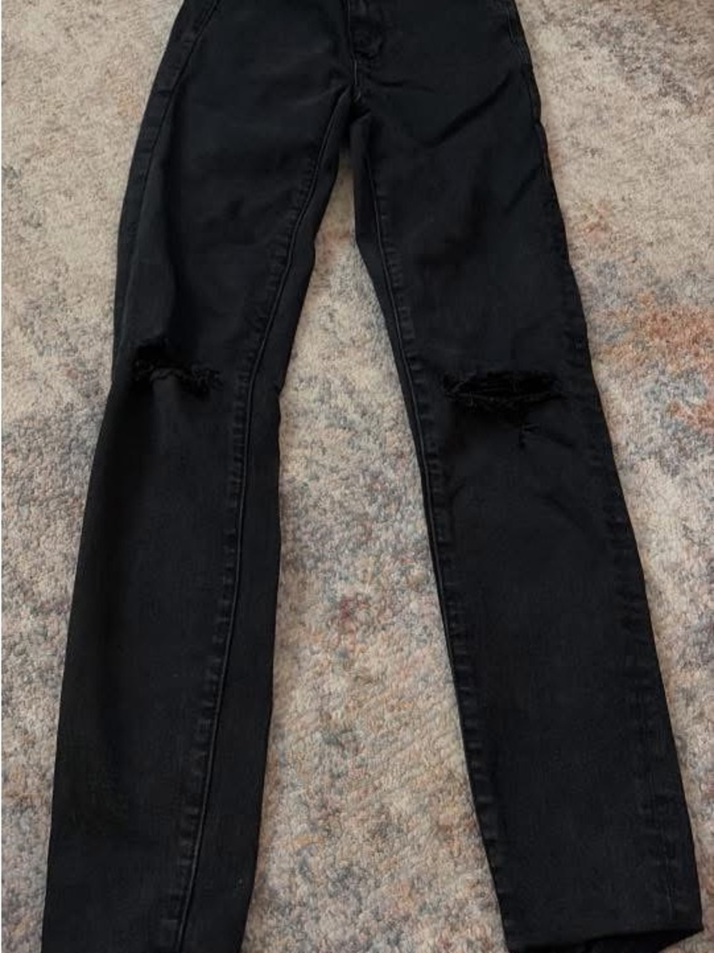 American Eagle Outfitters Black Skinny Ripped Jeans